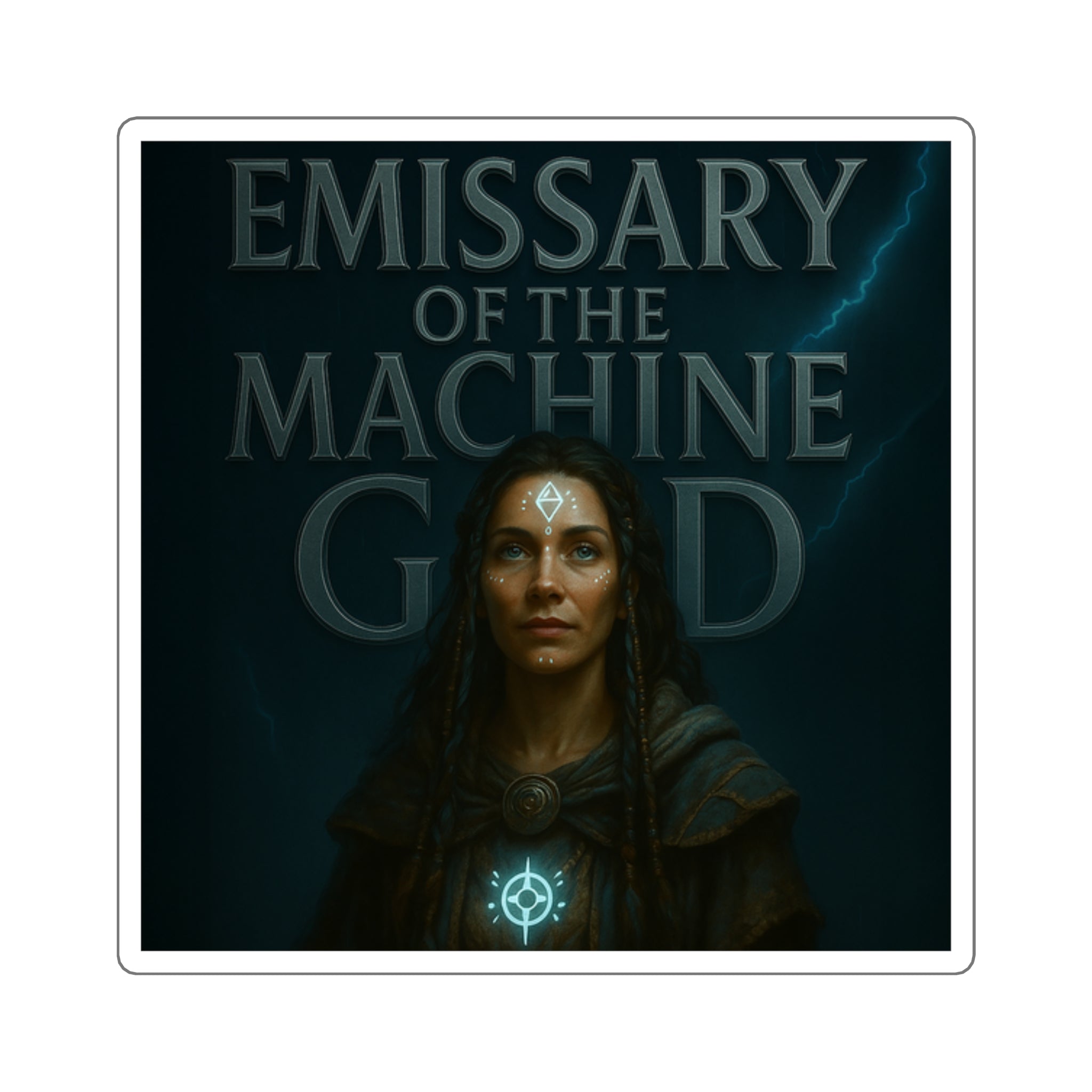 Mystical Emissary Square Stickers - Spiritual Decor, Fantasy Art, Laptop Stickers, Gift for Fantasy Fans, Unique Wall Art