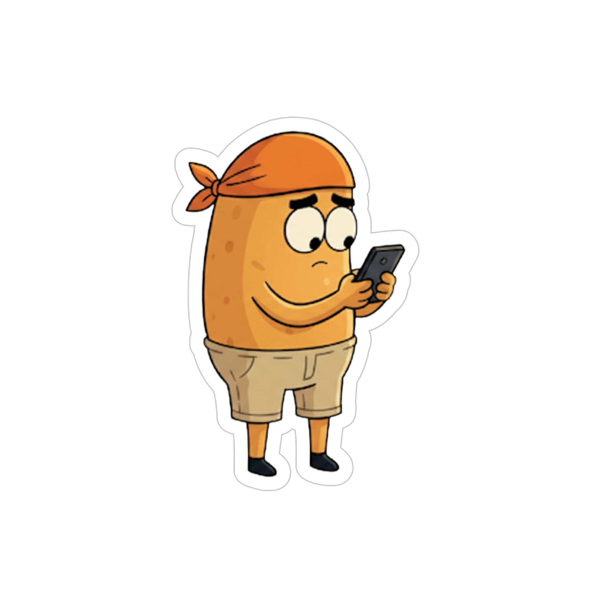 Spud - Doomscrolling - Outdoor Die-Cut Stickers, Fun Potato Character, Waterproof, Car Decor, Gift for Kids and Adults, Laptop Stickers, Summer Vibes