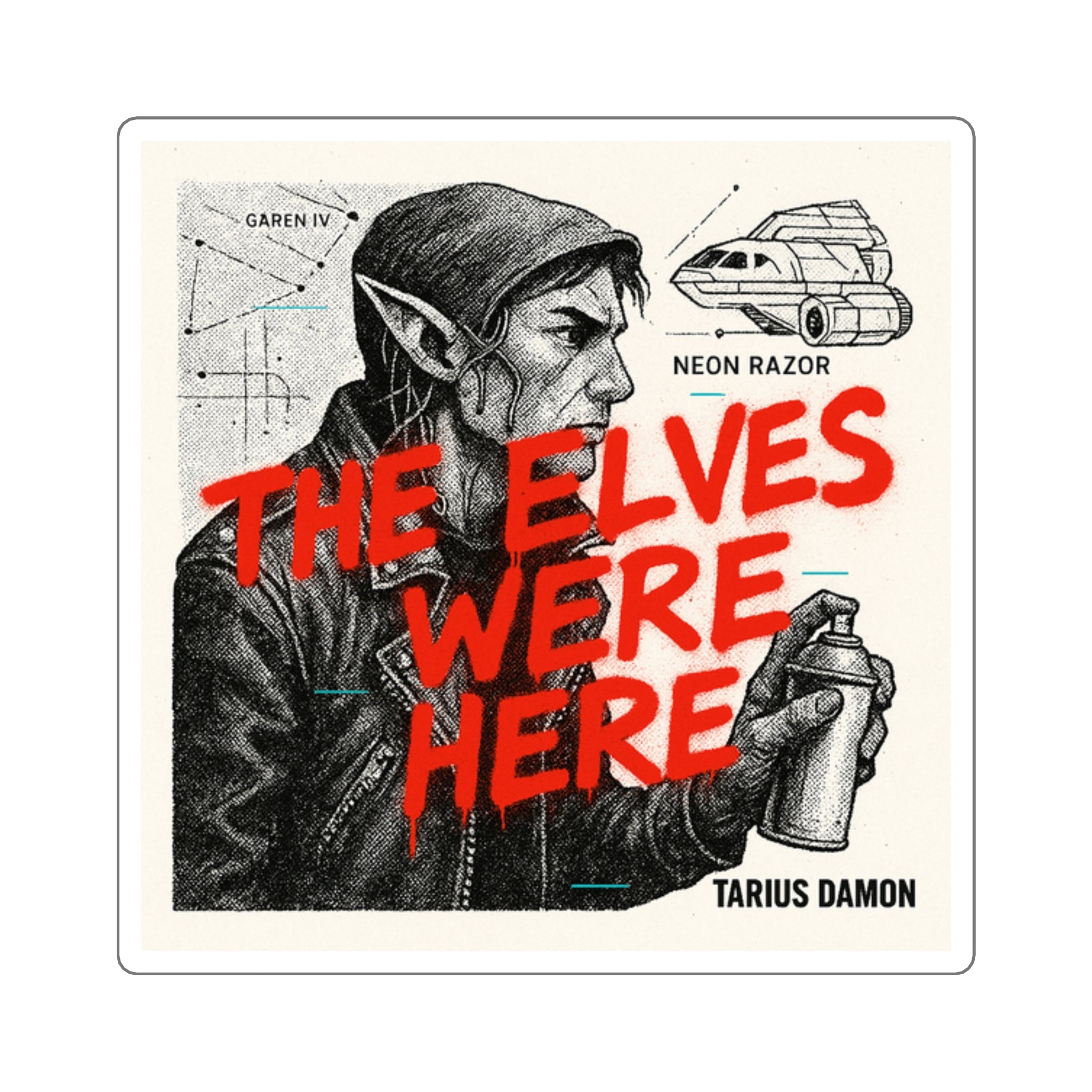 Square Sticker: 'The Elves Were Here' - Urban Art, Cool Decor, Laptop Decal, Holiday Gift, Graffiti Vibe, Eco-Friendly Design